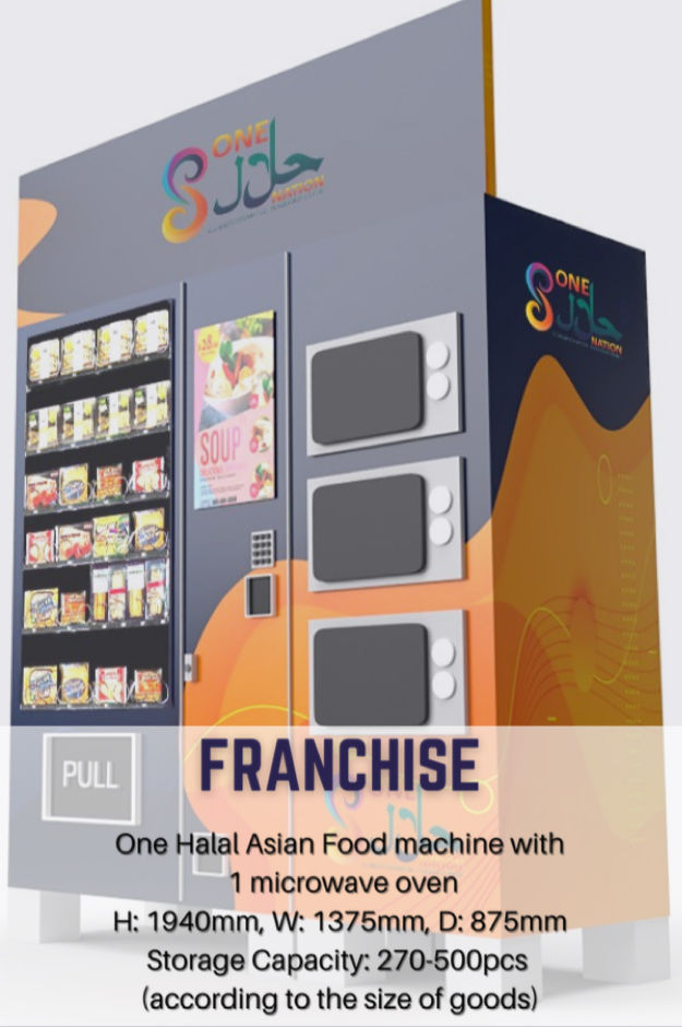 One Halal Asian Food machine with 1 microwave oven Franchise Storage Capacity: 270-500pcs
